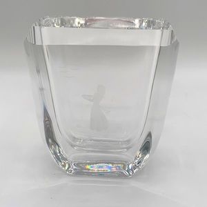 Skruf Signed Crystal Vase, etched.